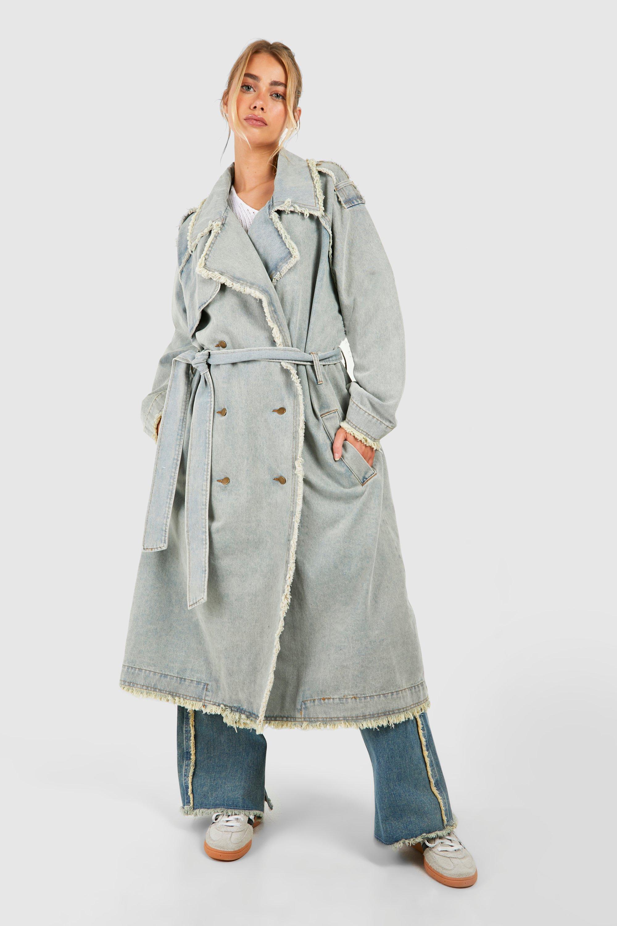 Denim long cheap coat womens