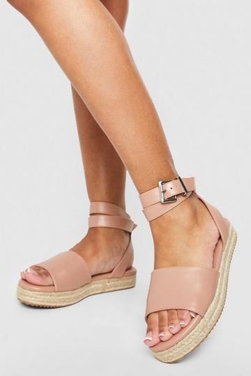 Brede Tweedelige Sandalen Met Plateauzool nude