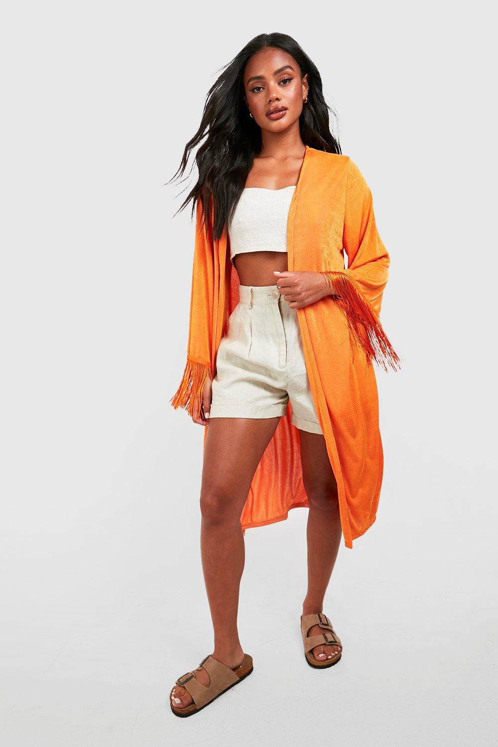 Orange kimono jacket sale