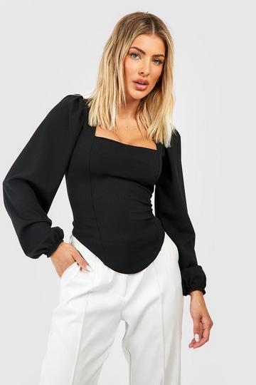 Long Sleeve Corset Top black