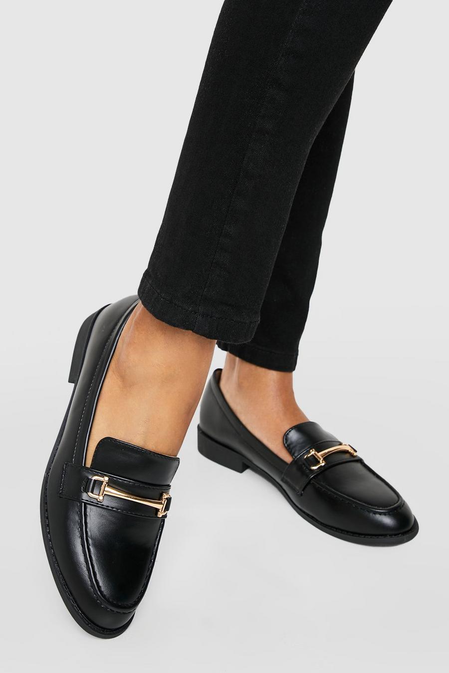 Black negro T Bar Loafers 