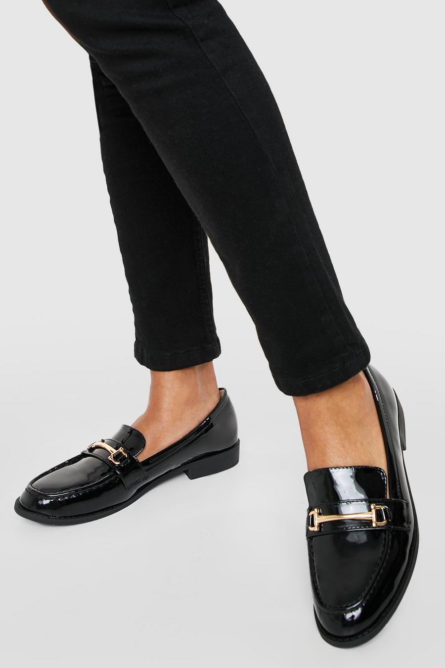 Black Patent T Bar Loafers