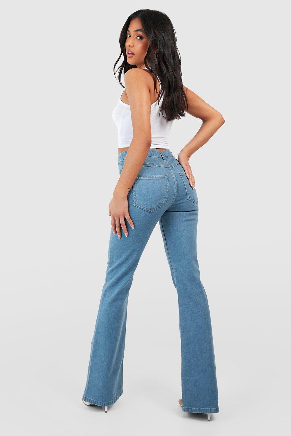 Petite Denim High Waisted Flared Jeans