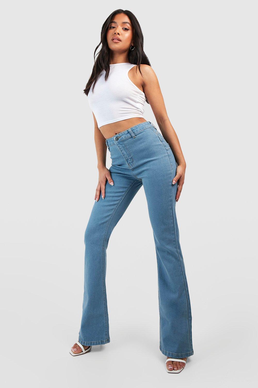 Women's Petite Butt Shaper High Rise Skinny Flared Jeans