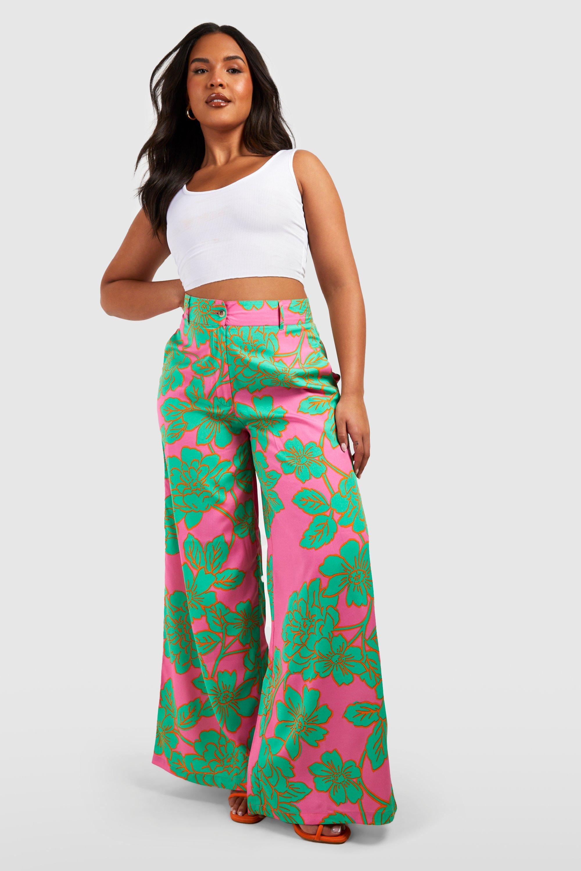 Plus Floral Wide Leg Pants