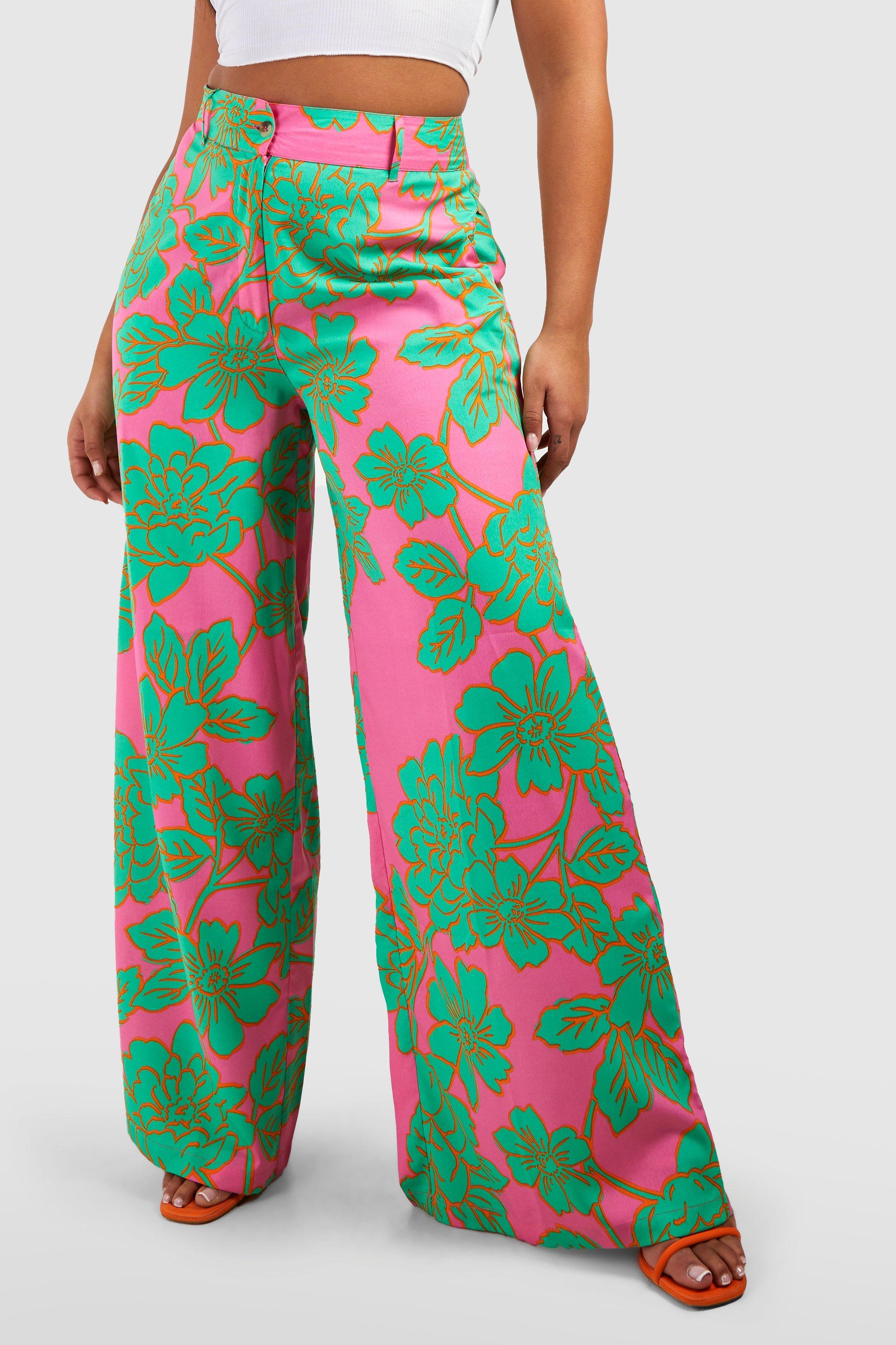 Plus Floral Wide Leg Pants