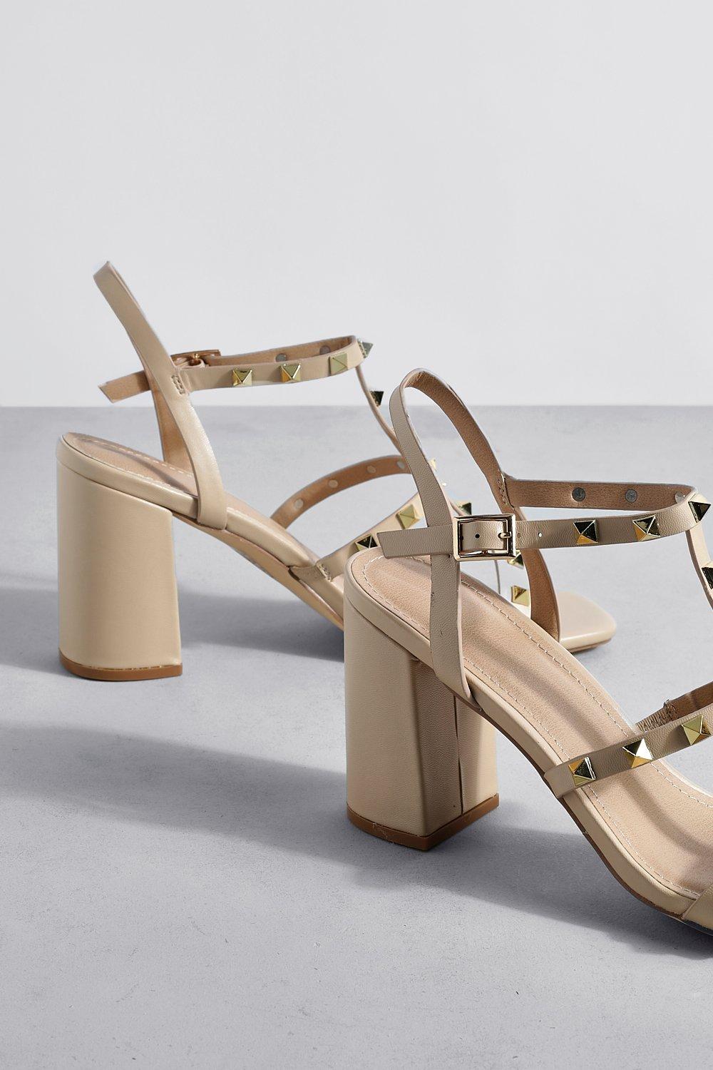 Nude caged outlet heel