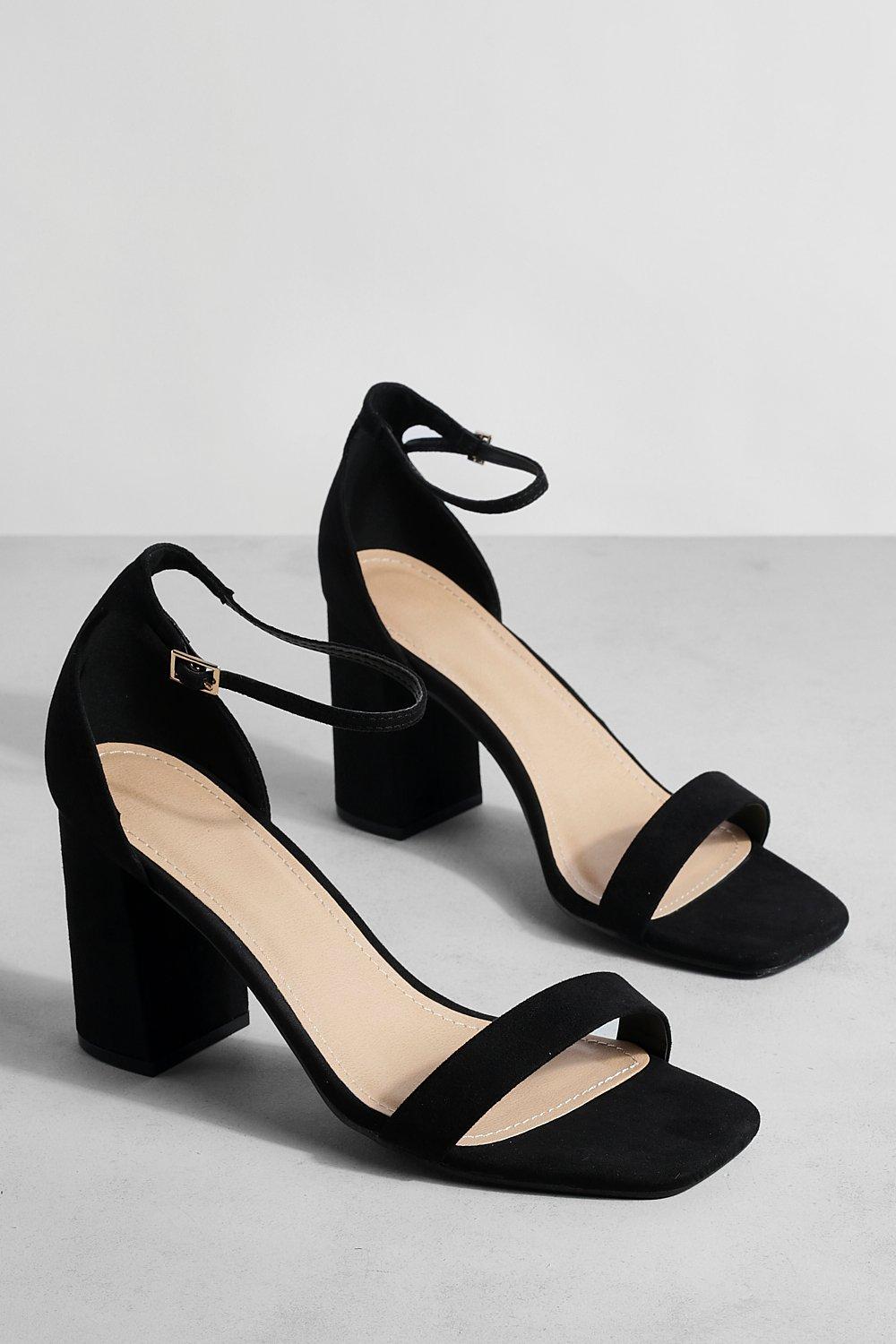 Boohoo black block heels sale