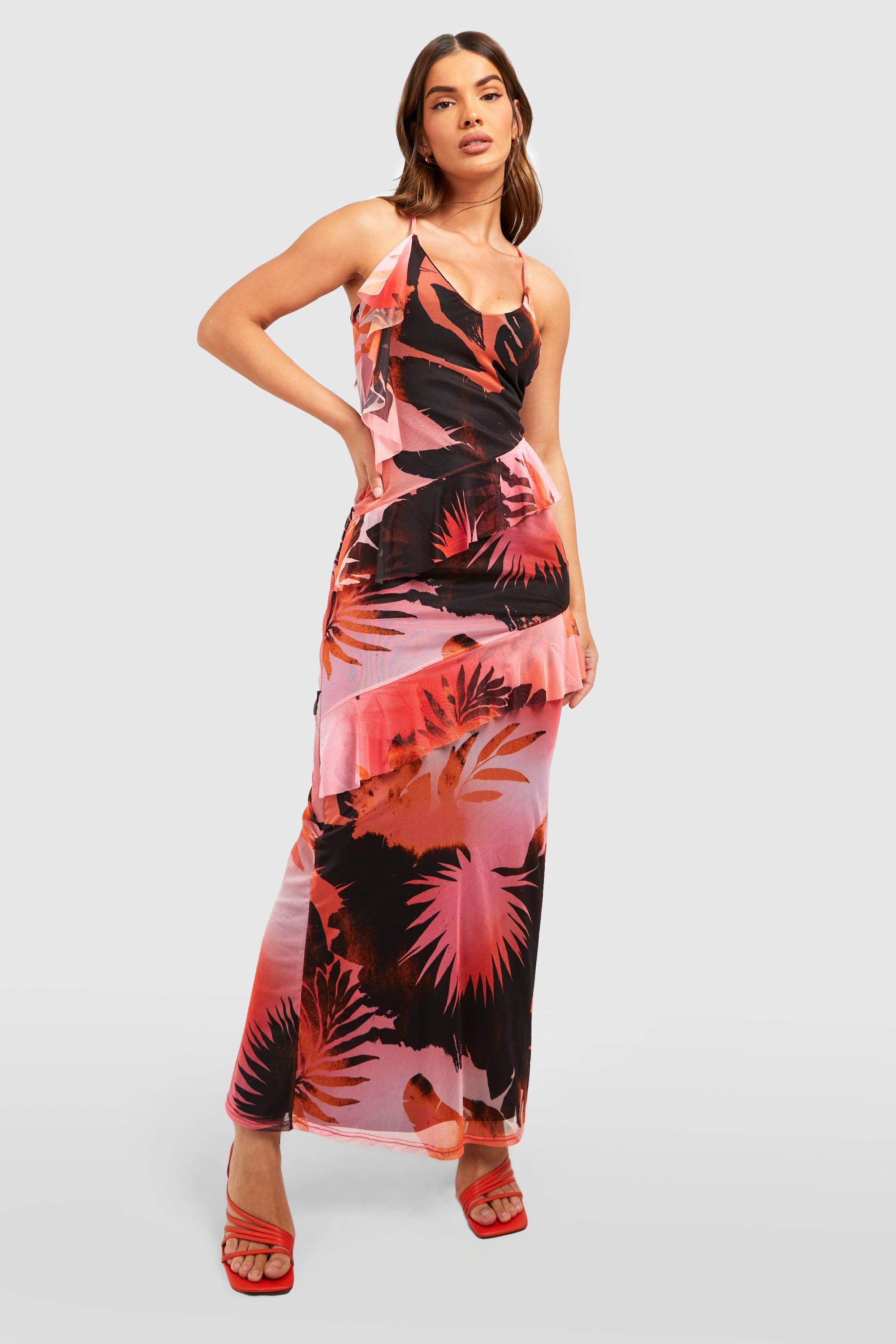 Boohoo palm hot sale print dress