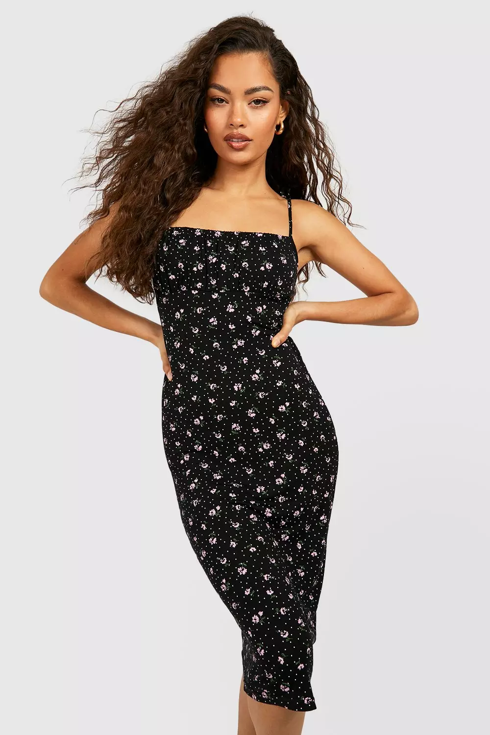 Black milkmaid midi dress sale