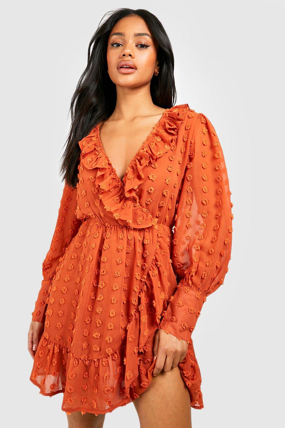 Boohoo 2024 rust dress