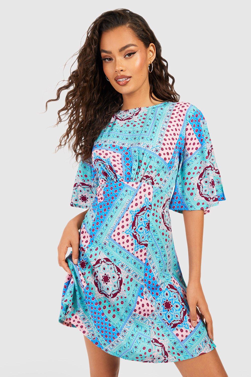 Boohoo scarf 2024 print dress