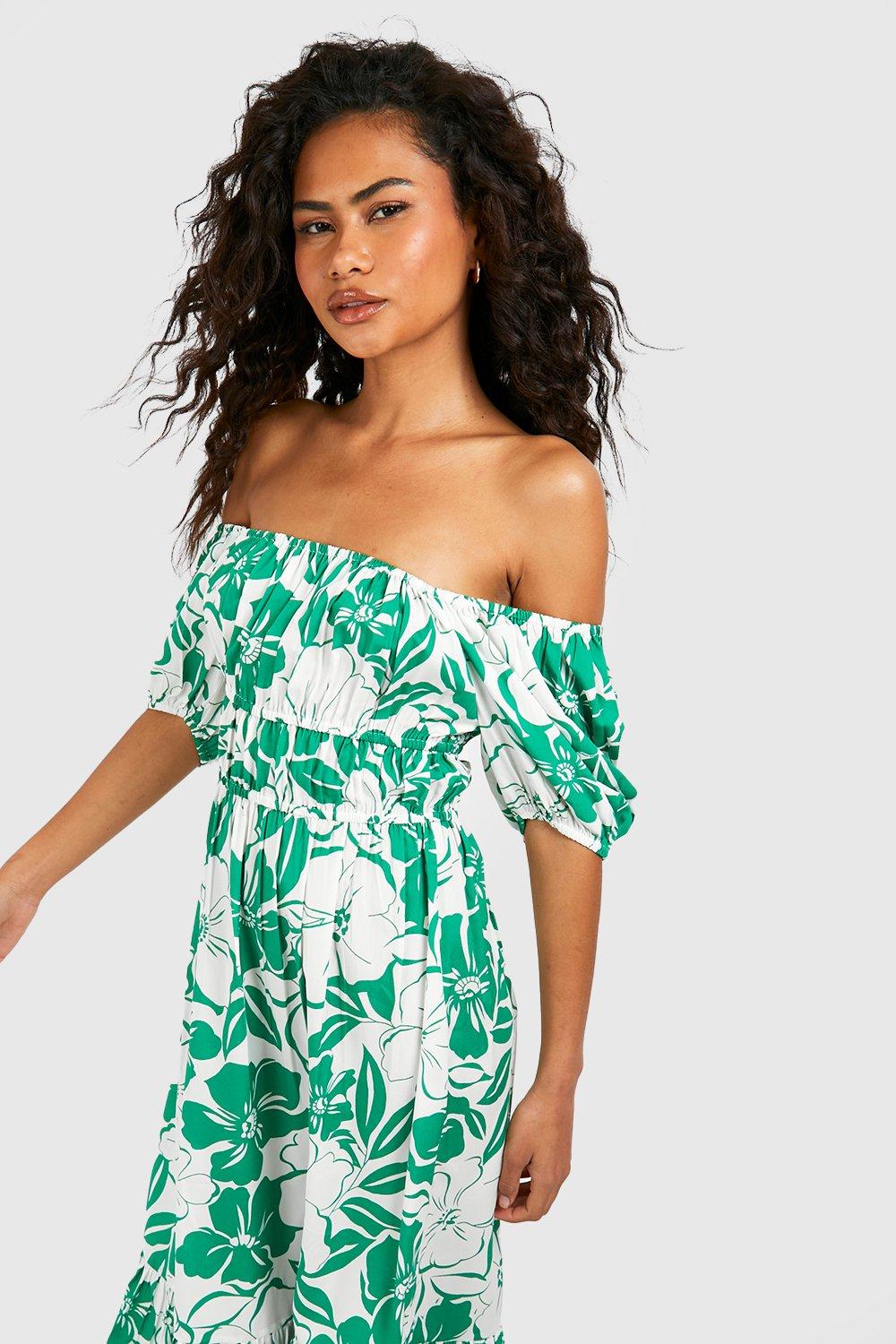 Boohoo floral off the shoulder outlet dress