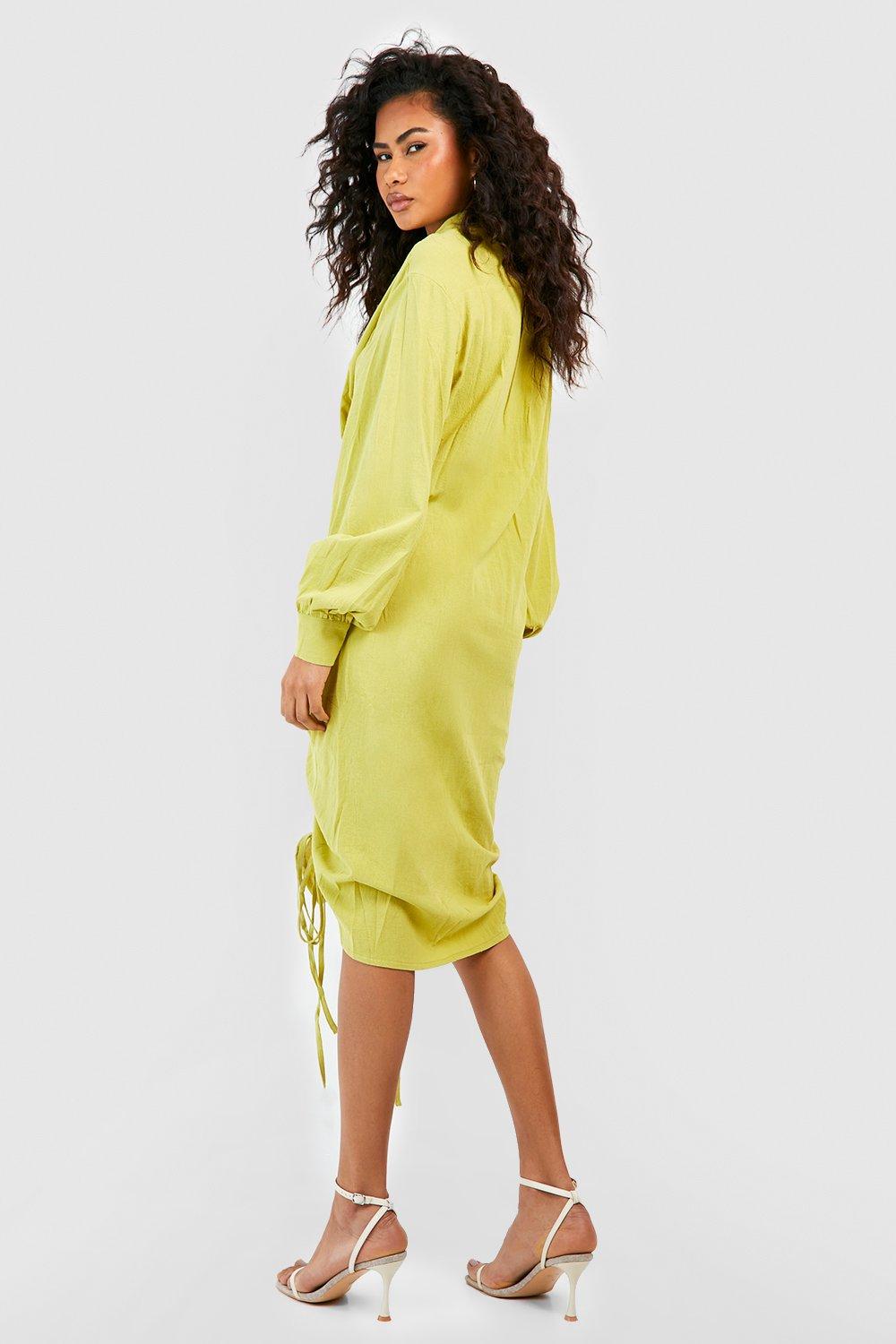 Midi linen shirt dress sale