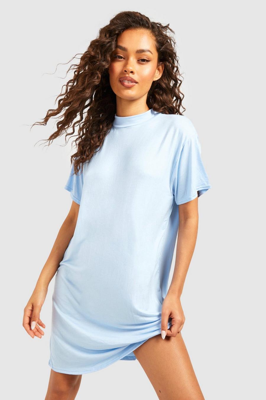 Blue Cap Sleeve T-shirt Dress image number 1