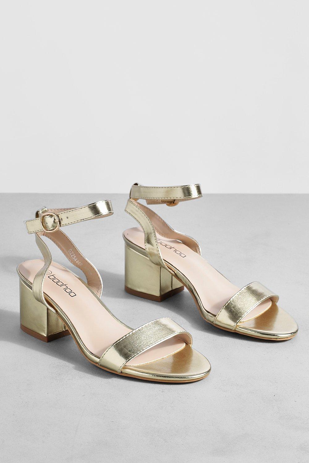 Gold block cheap low heels