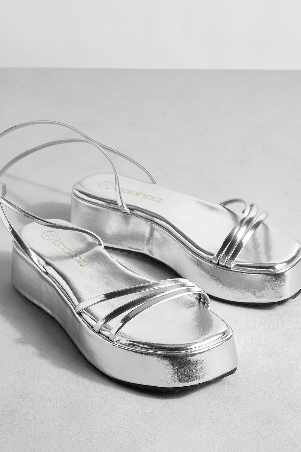 Flatform store silver sandals