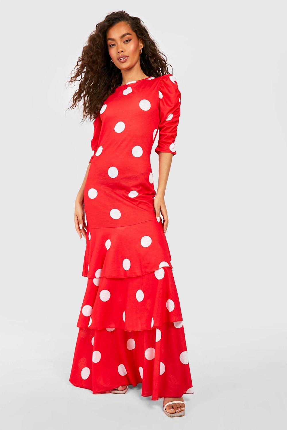 Red spotty maxi hot sale dress