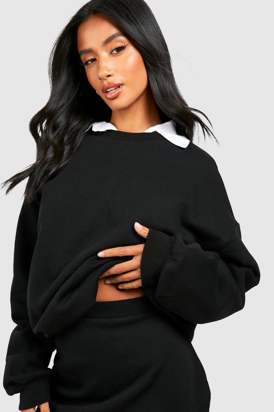 Petite Oversize Basic Sweatshirt, Black image number 1