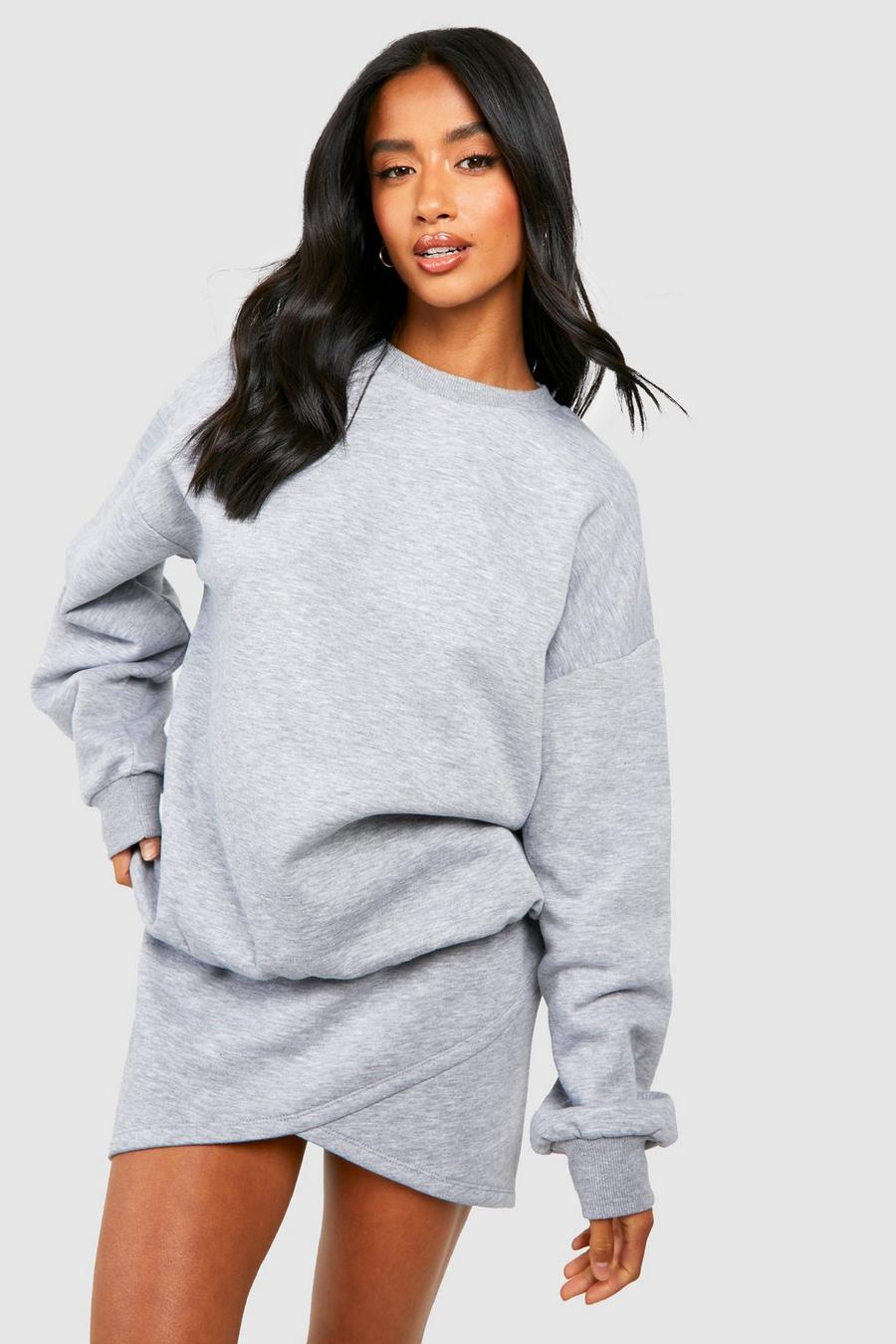 Petite Oversize Basic Sweatshirt, Grey marl gris