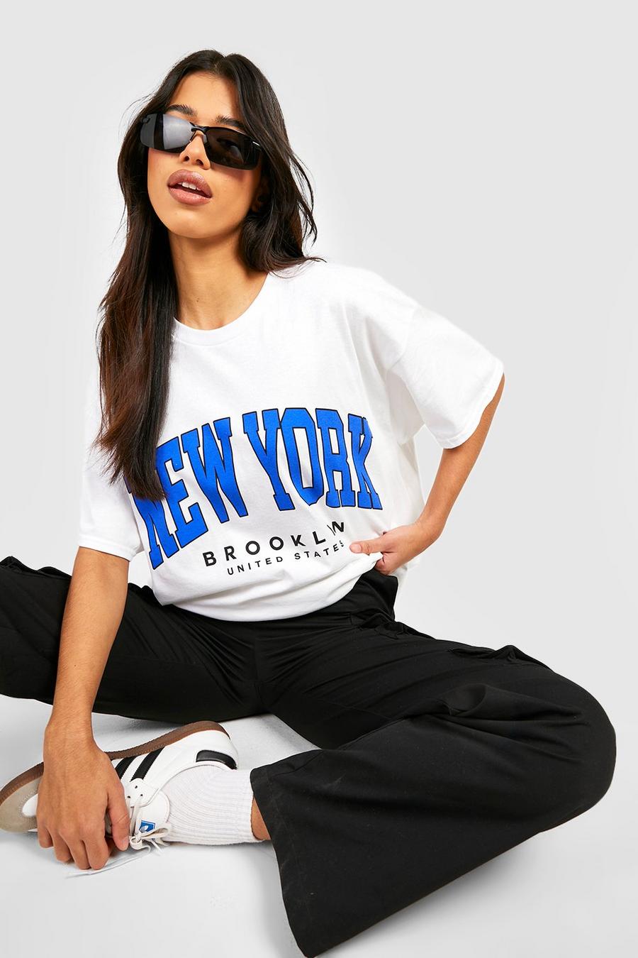 White Tall New York Print Oversized T-shirt image number 1