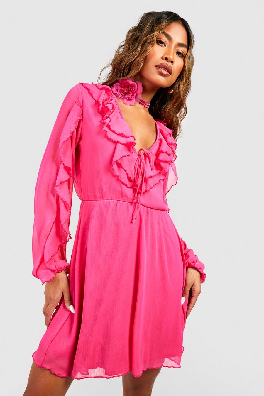 Robe patineuse à volants, Hot pink