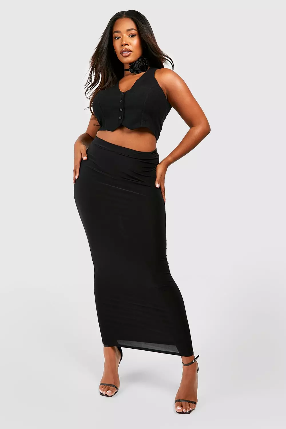 Plus Slinky Maxi Skirt