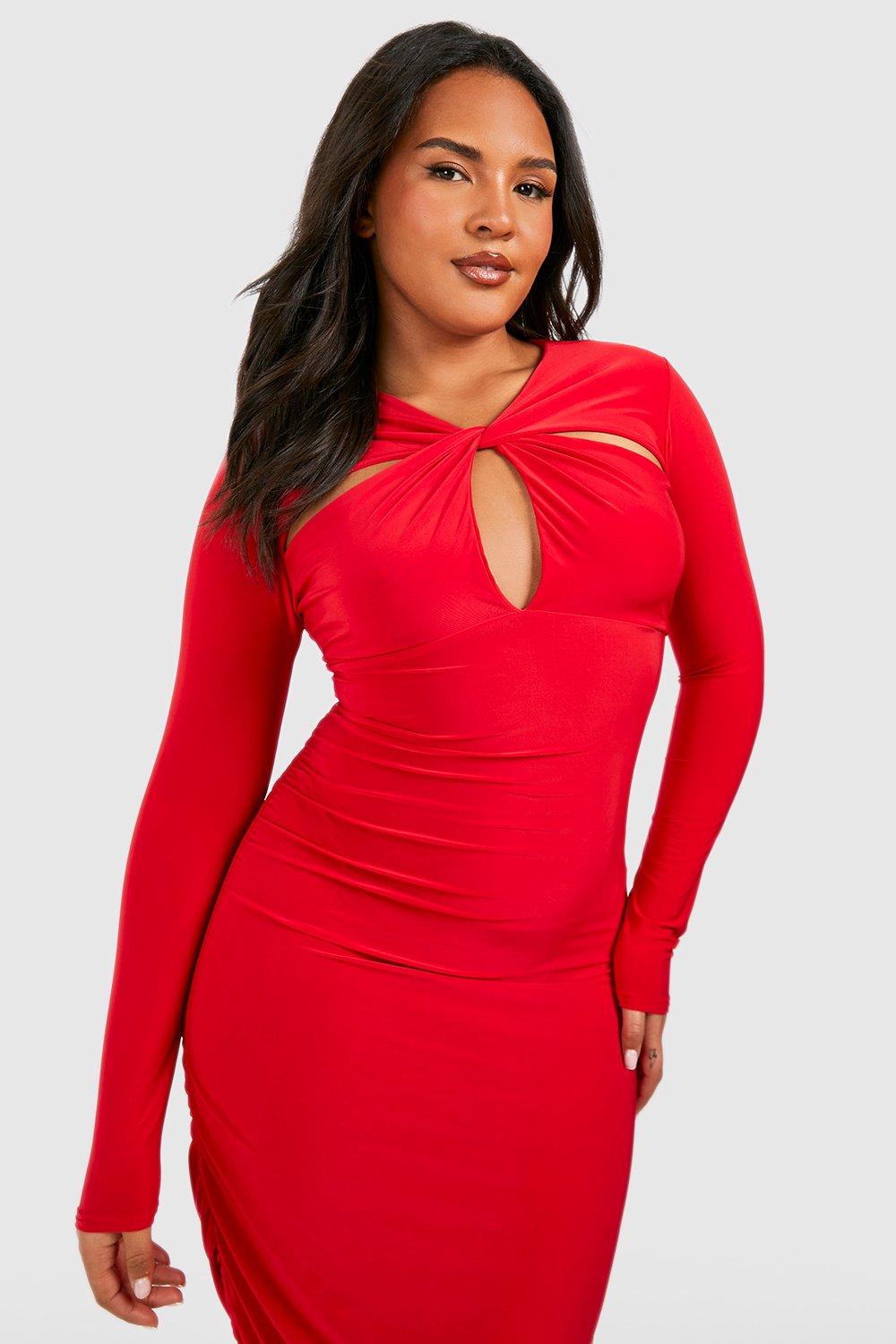 Boohoo plus shop size red dress