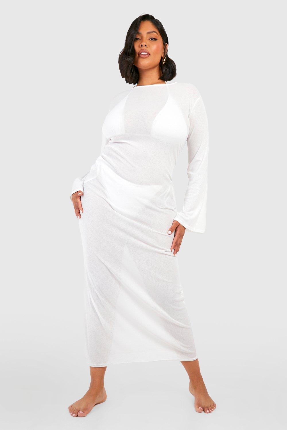 White dress hot sale boohoo plus