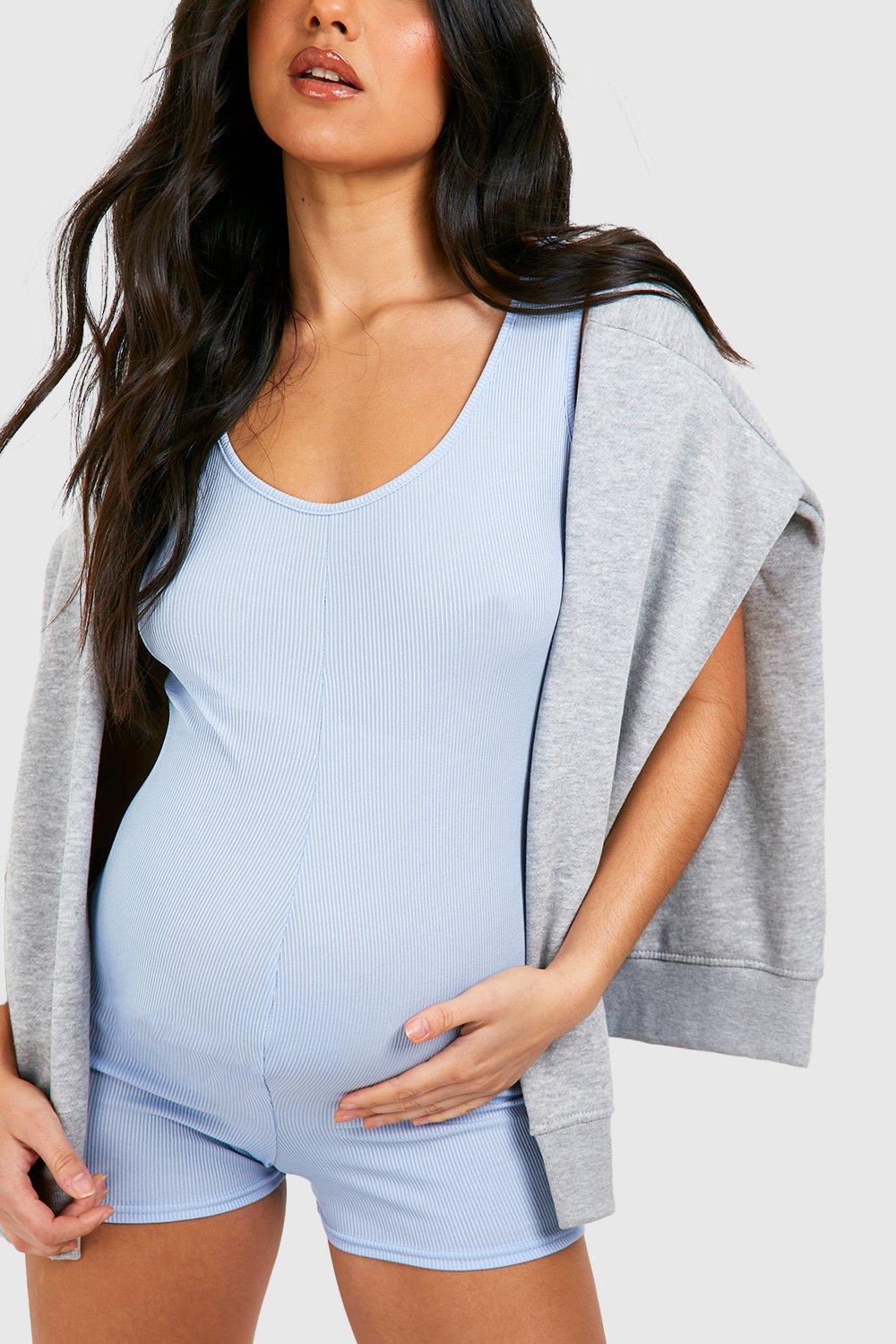 Maternity Scoop Rib Unitard boohoo NZ