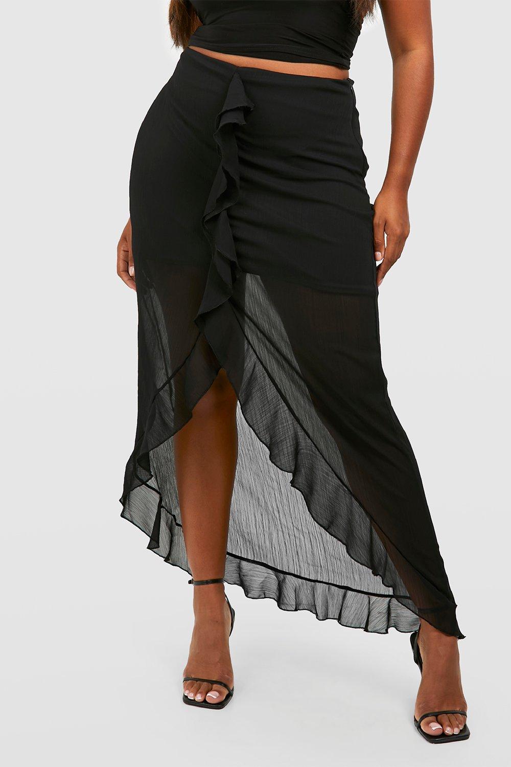 Black ruffle hotsell front skirt