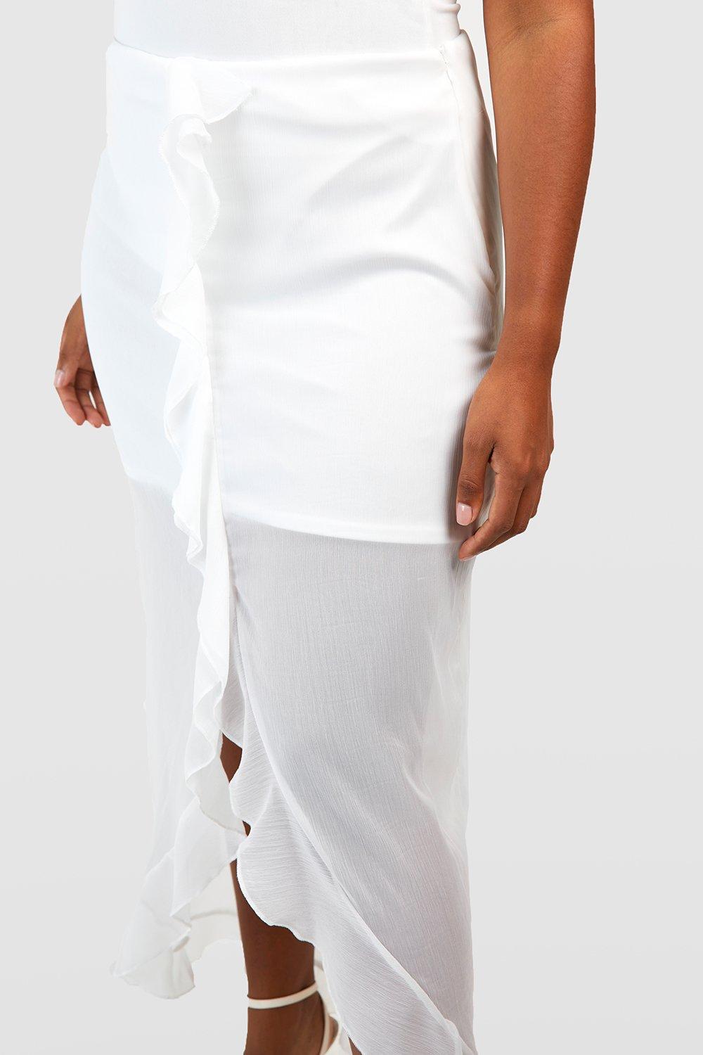 White ruffle hotsell skirt boohoo