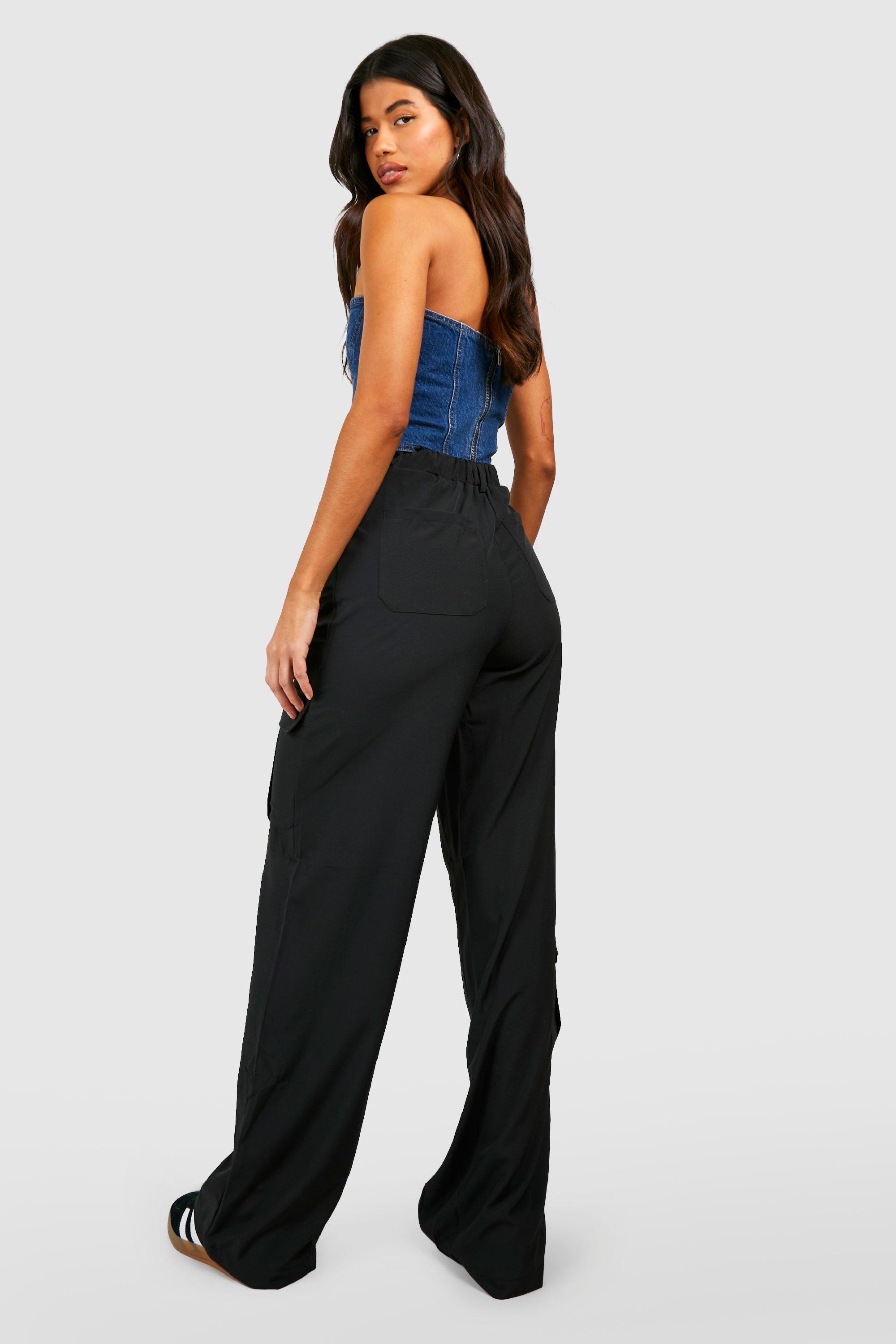 Tall Pocket Detail High Waisted Wide Leg Cargo Pants