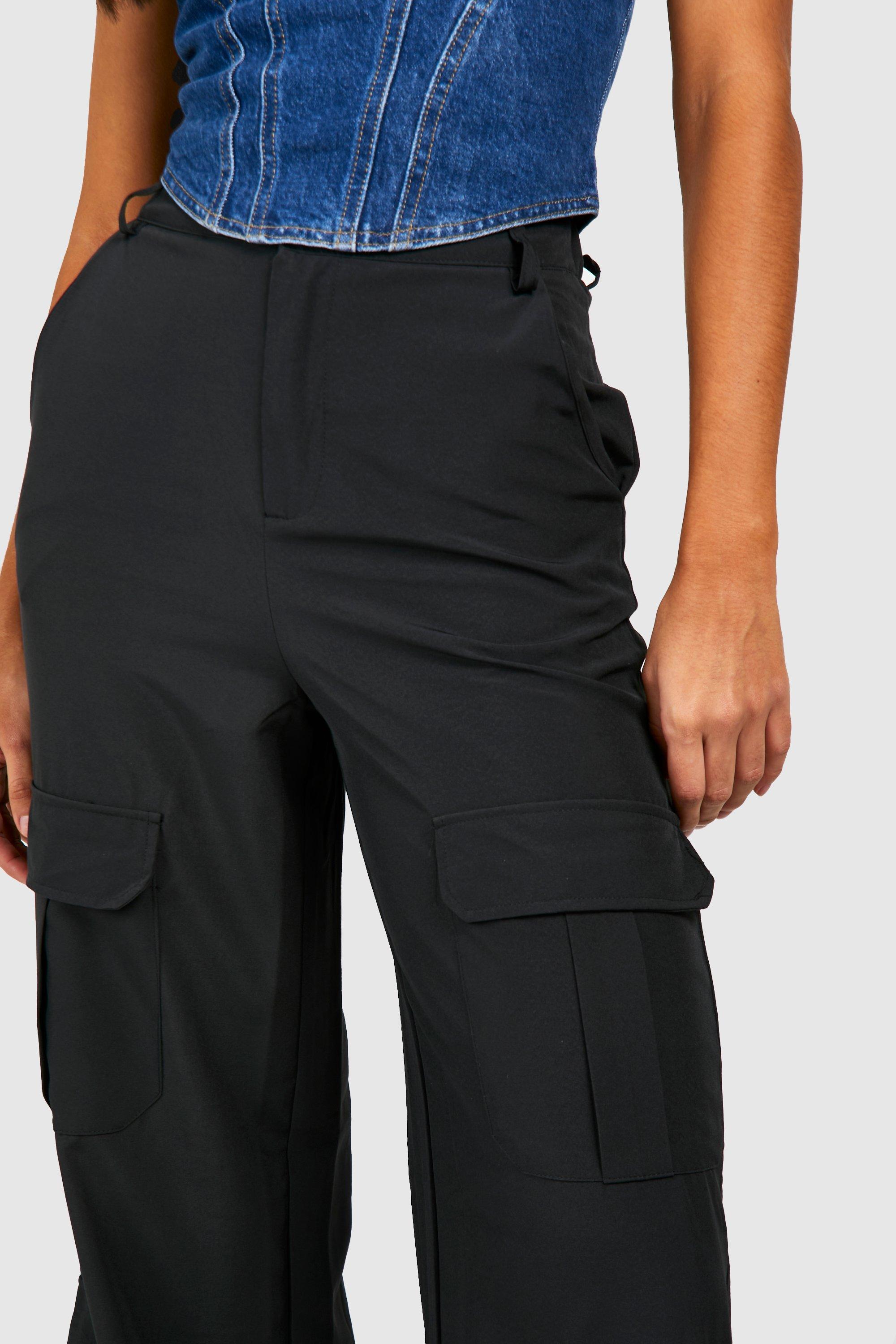 Tall Pocket Detail High Waisted Wide Leg Cargo Trousers