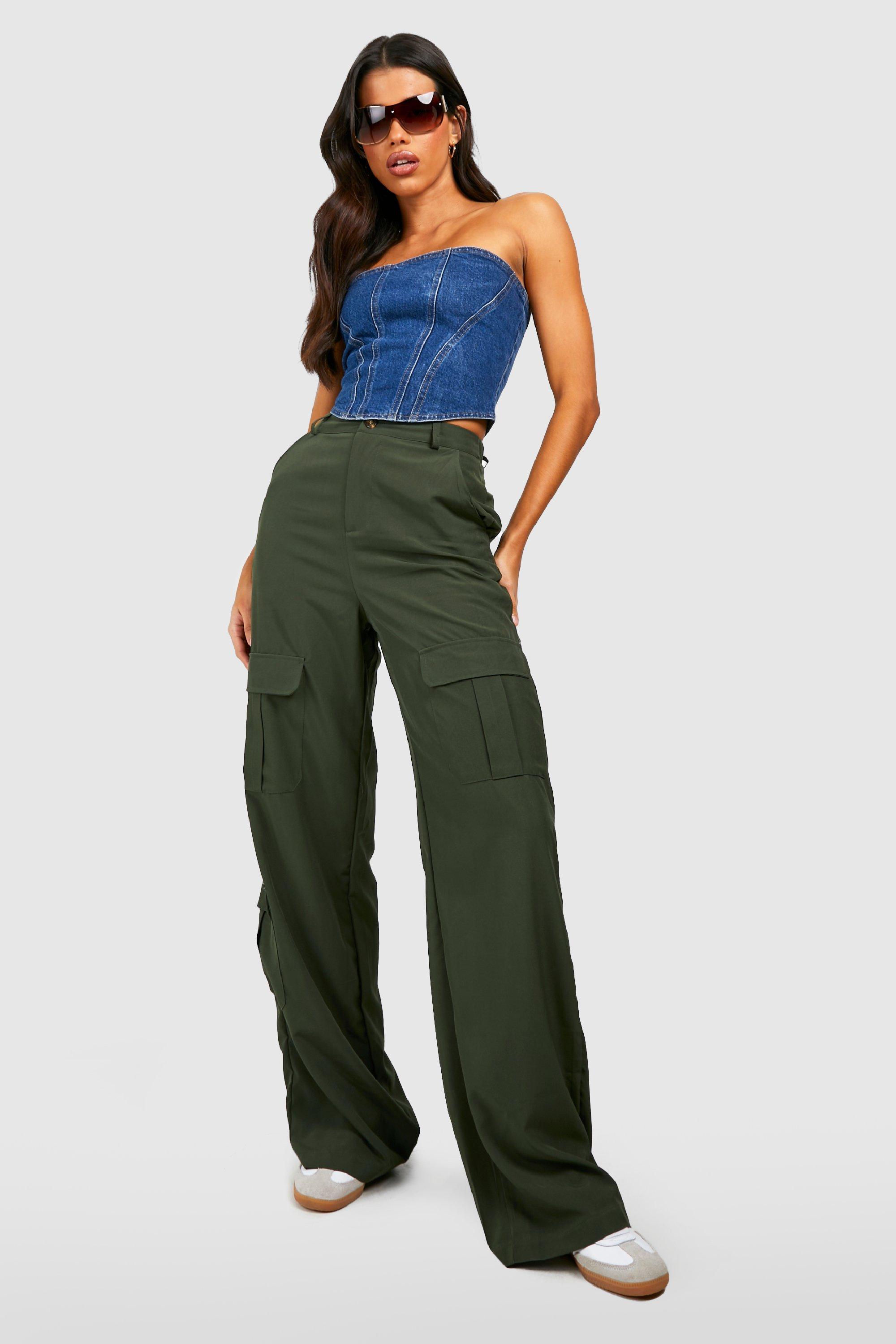 Tall Pocket Detail High Waisted Wide Leg Cargo Pants | boohoo