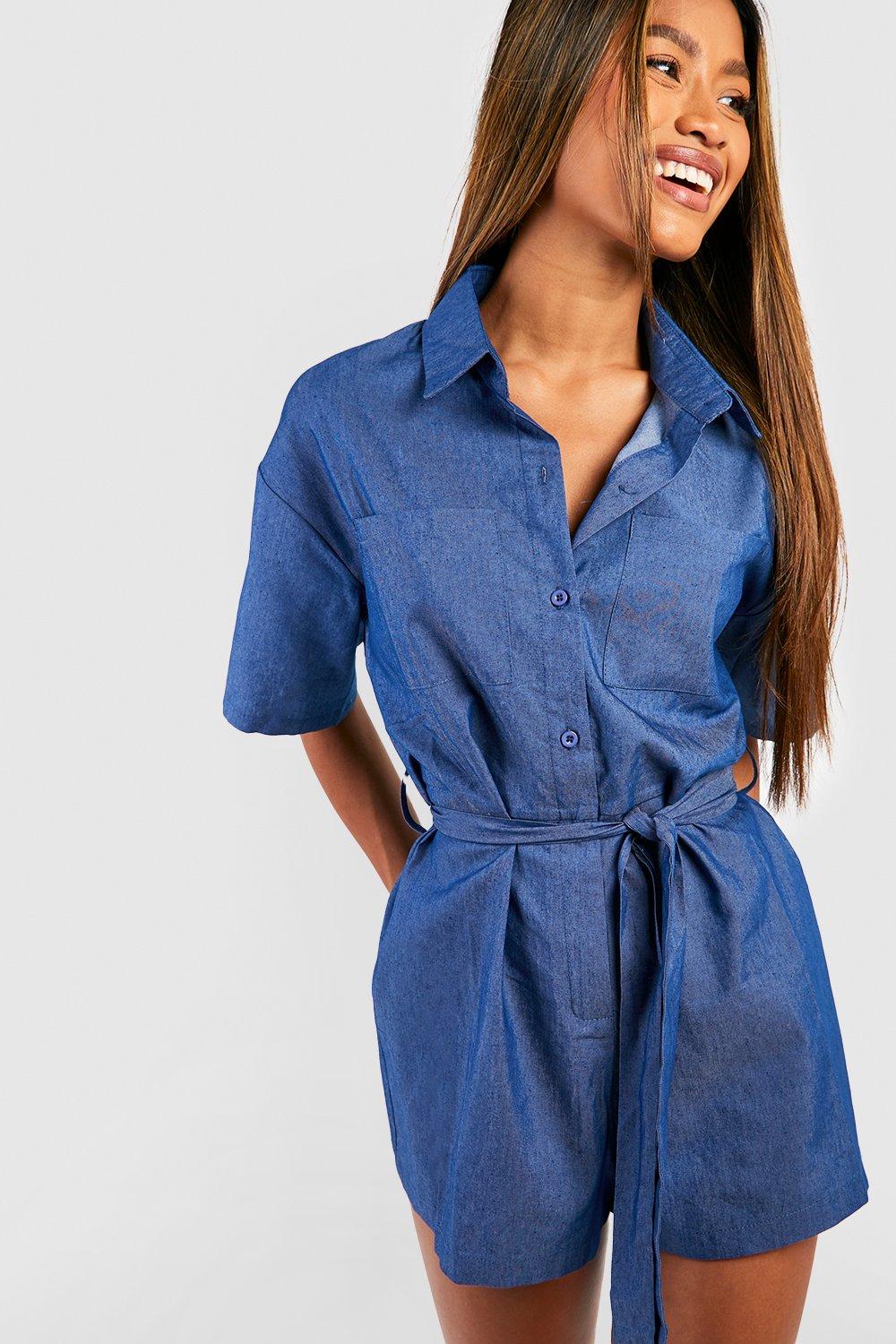 Short Sleeve Chambray Dress