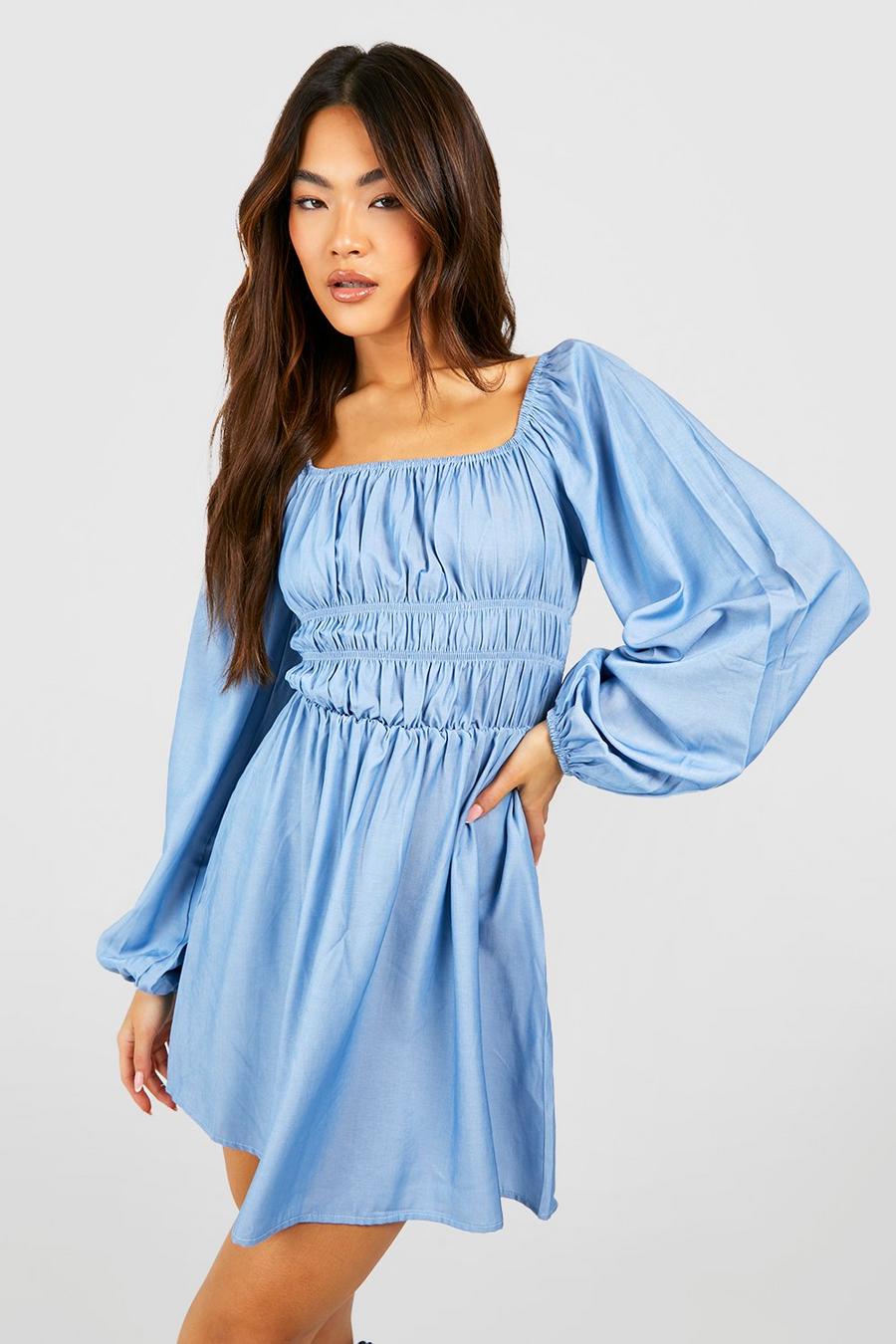Blue Babydoll Chambray Dress image number 1