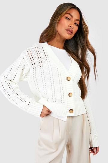 Crochet Crop Cardigan ivory