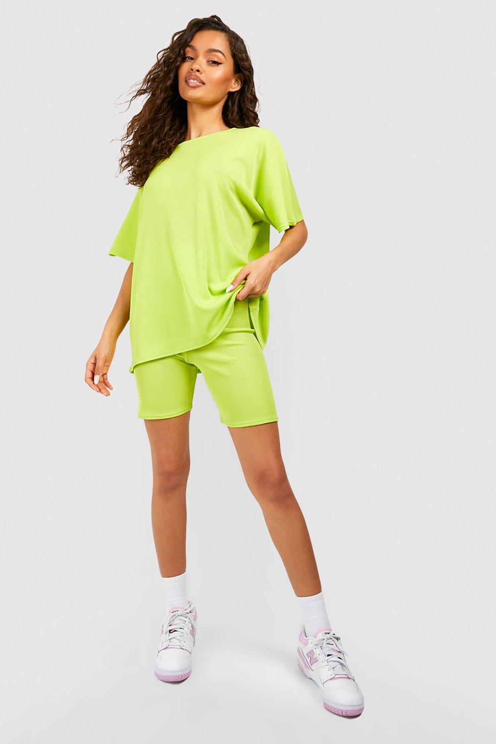 Women s Oversized T shirt Cycling Shorts Set Boohoo UK