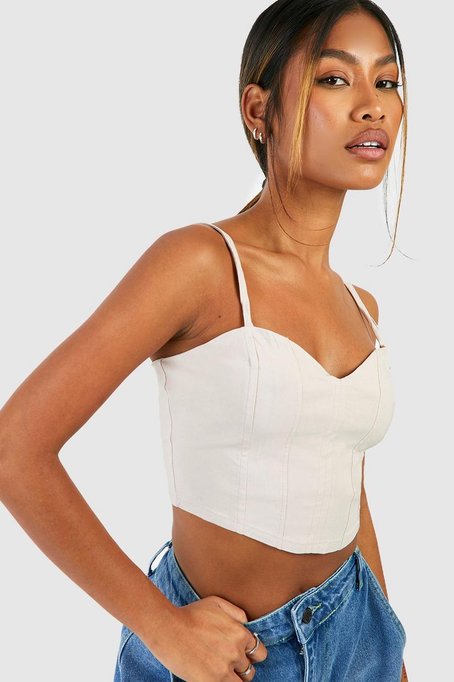 Ring Detail Bengaline Strappy Corset Top