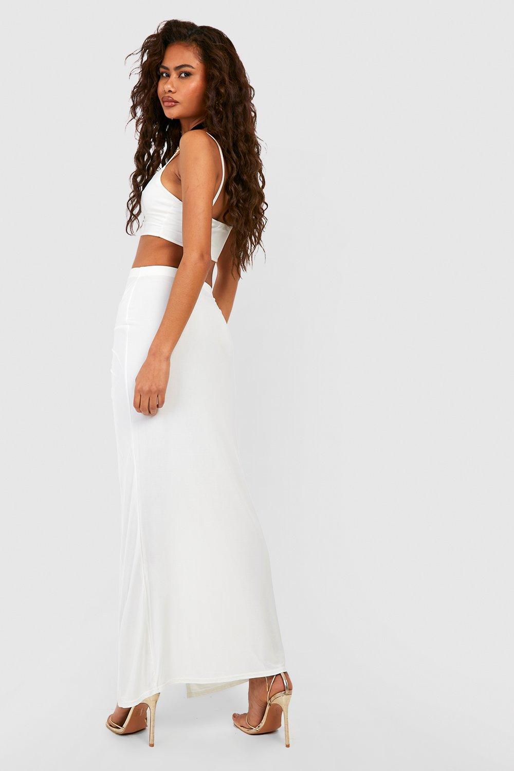 Boohoo white 2024 maxi skirt