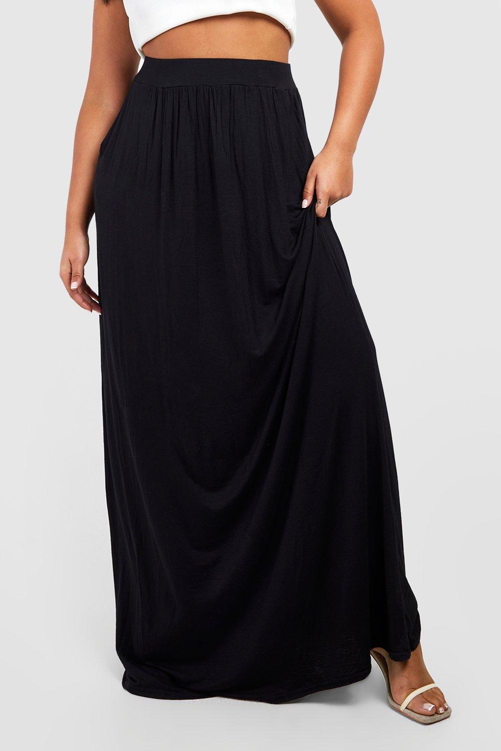 Black cotton maxi skirt with pockets best sale