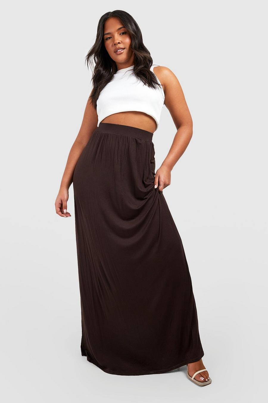 Chocolate Plus Pocket Front Jersey Maxi Skirt image number 1