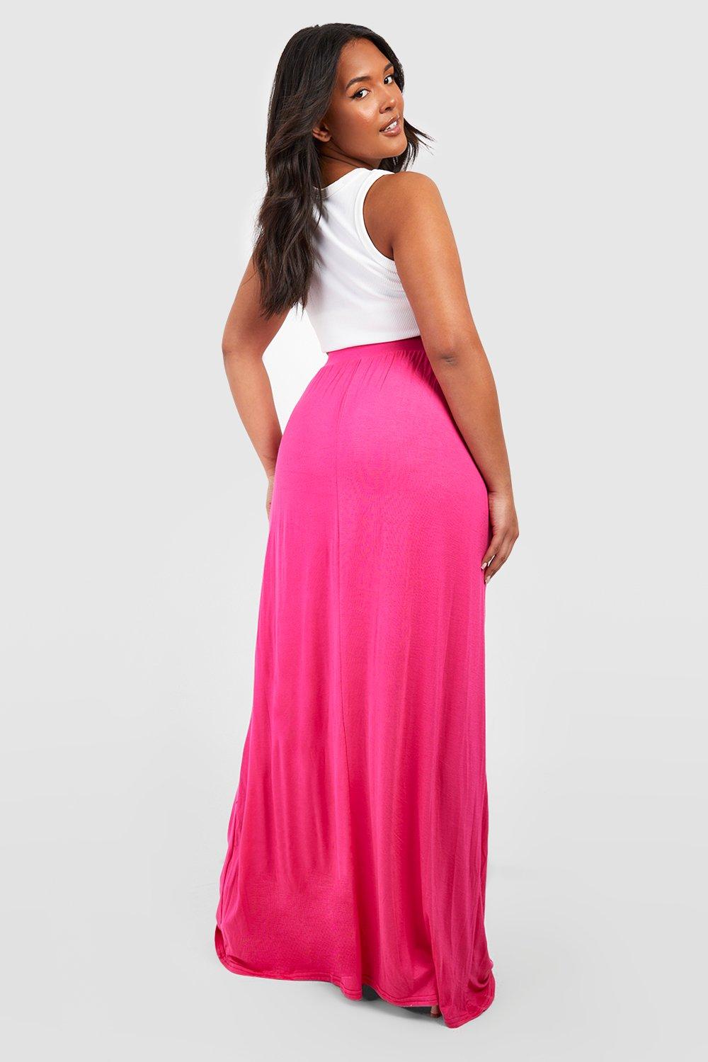 Hot pink 2025 knit maxi skirt