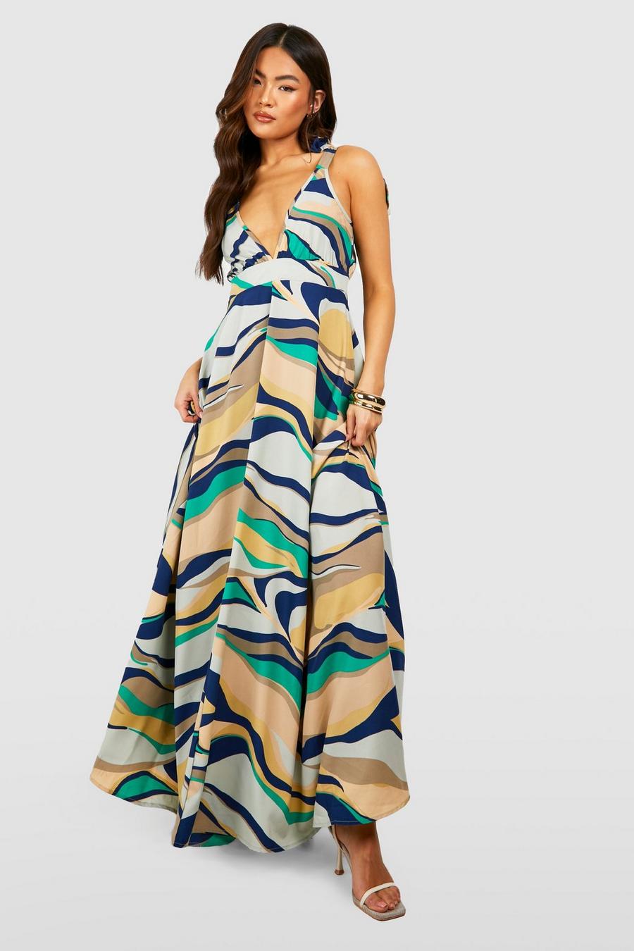 Multi Abstract Print Maxi Dress