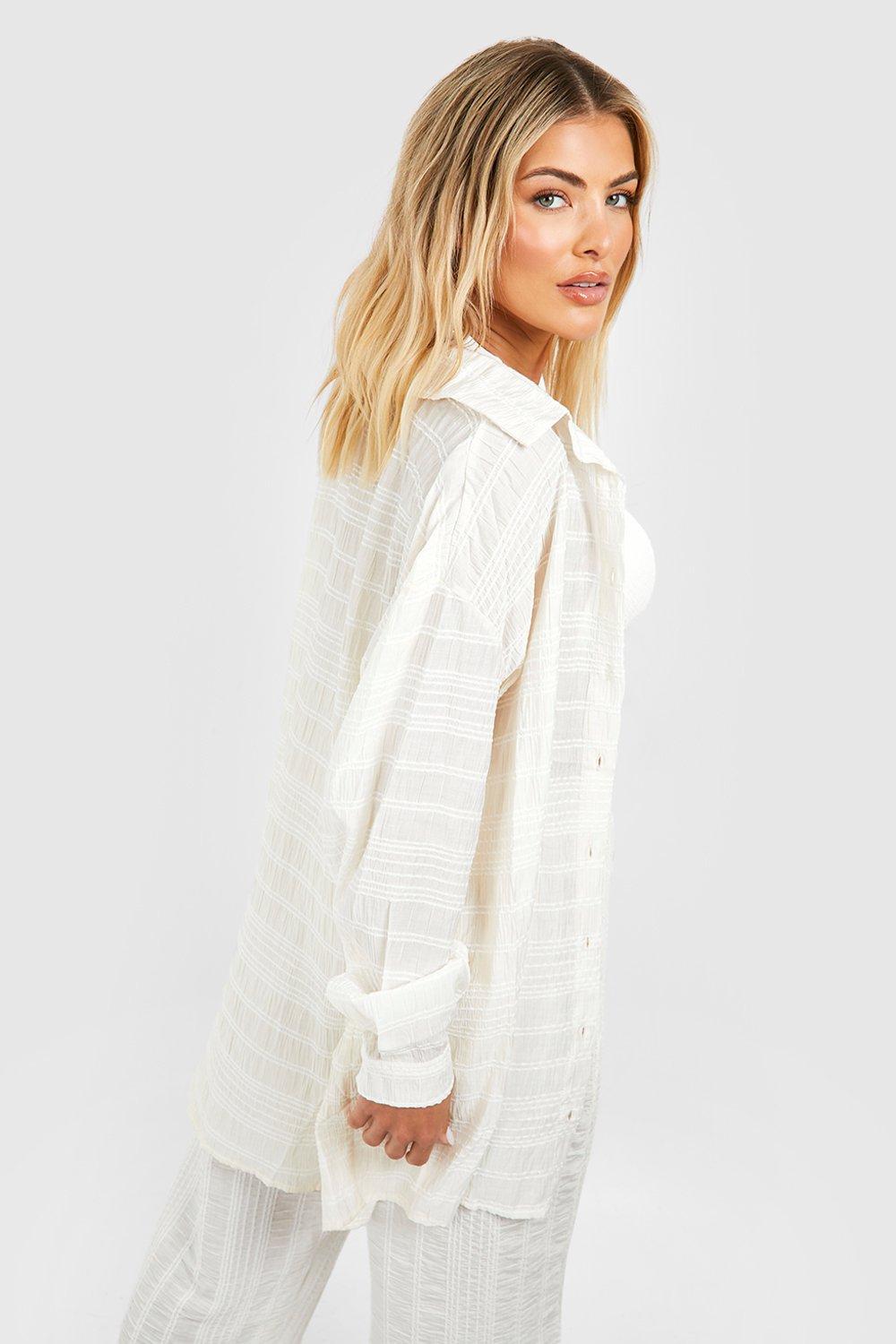 white oversized beach shirt