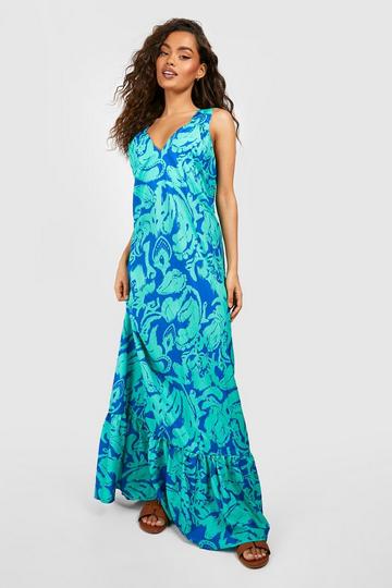 Abstract Trapeze Maxi Dress green