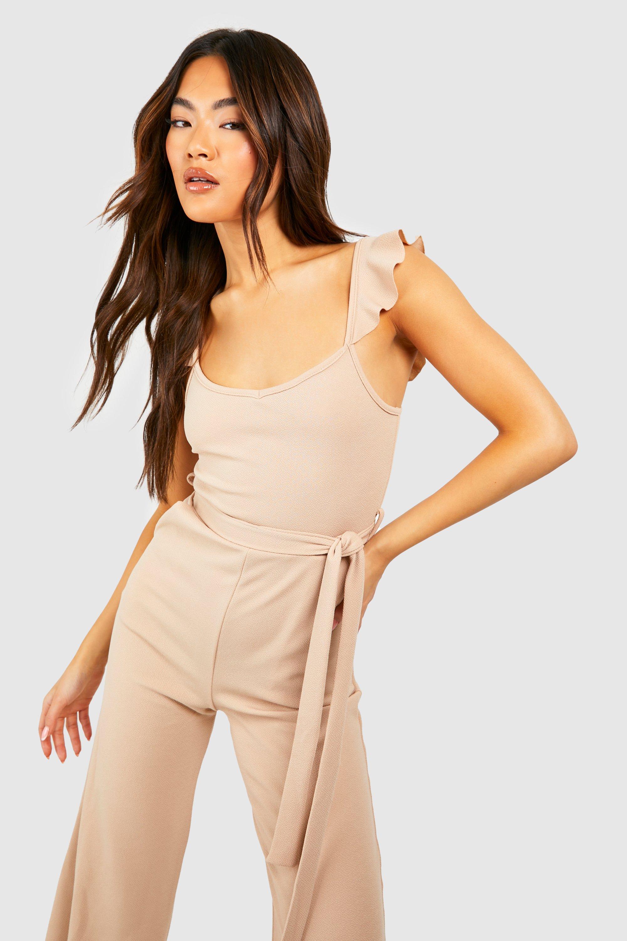 Beige culotte jumpsuit sales