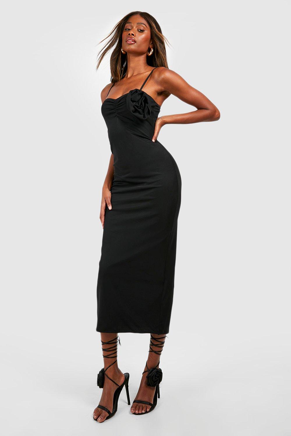 Black strappy sale midi dress