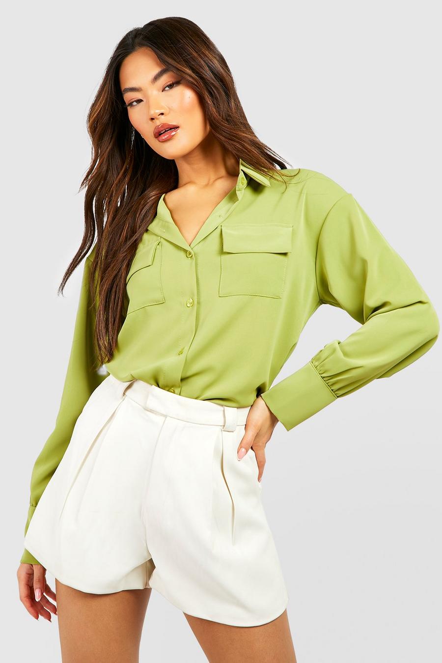 Chartreuse Fluid Woven Relaxed Fit Tailored Shirt image number 1